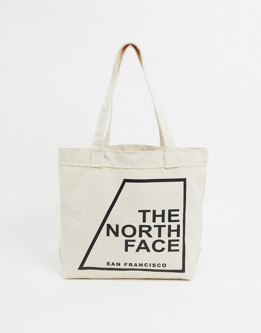 фото Хлопковая сумка-тоут с логотипом the north face 1966-кремовый