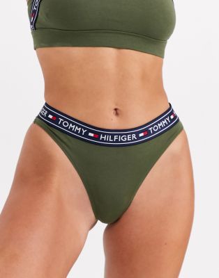 Хлопковые стринги Tommy Hilfiger-Зеленый