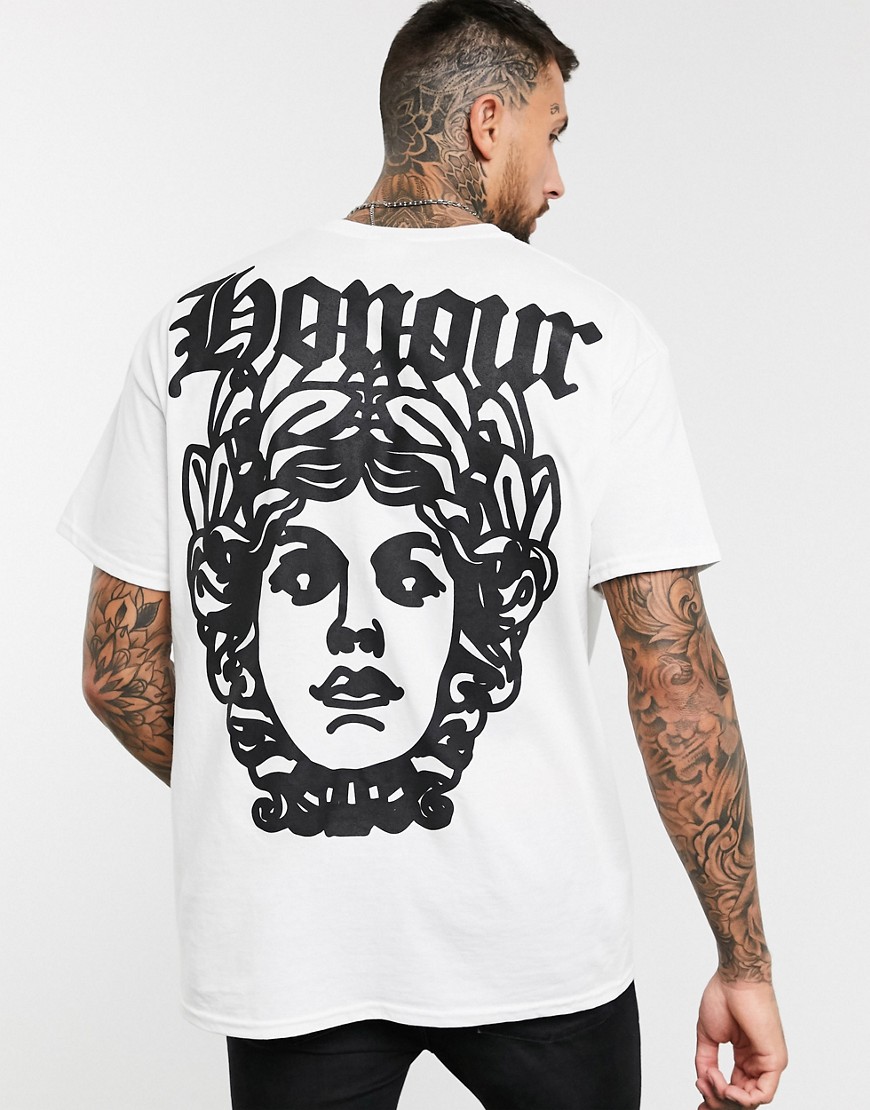 HNR LDN ancient statue face print oversized t-shirt-White