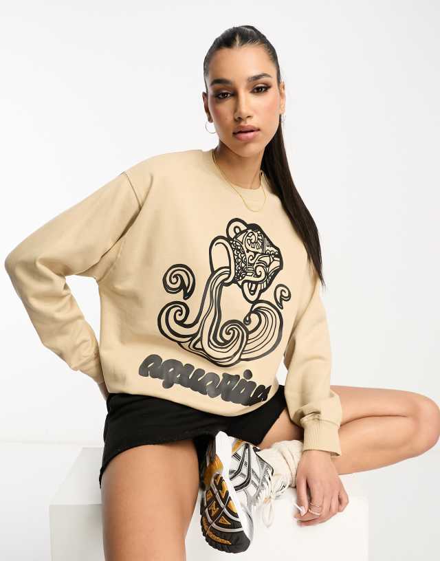 HNR LDN aquarius star sign sweatshirt in natural