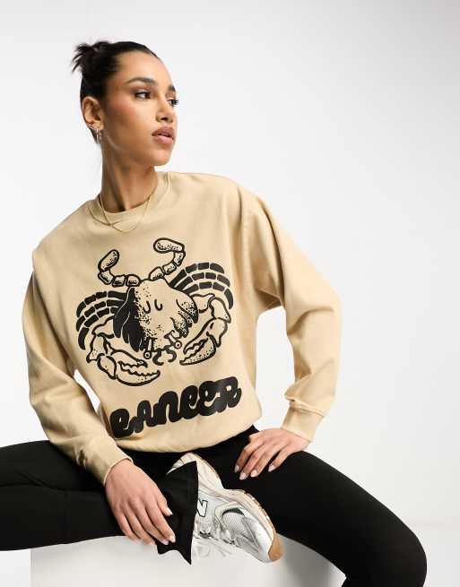 HNR LDN cancer star sign sweatshirt in natural ASOS