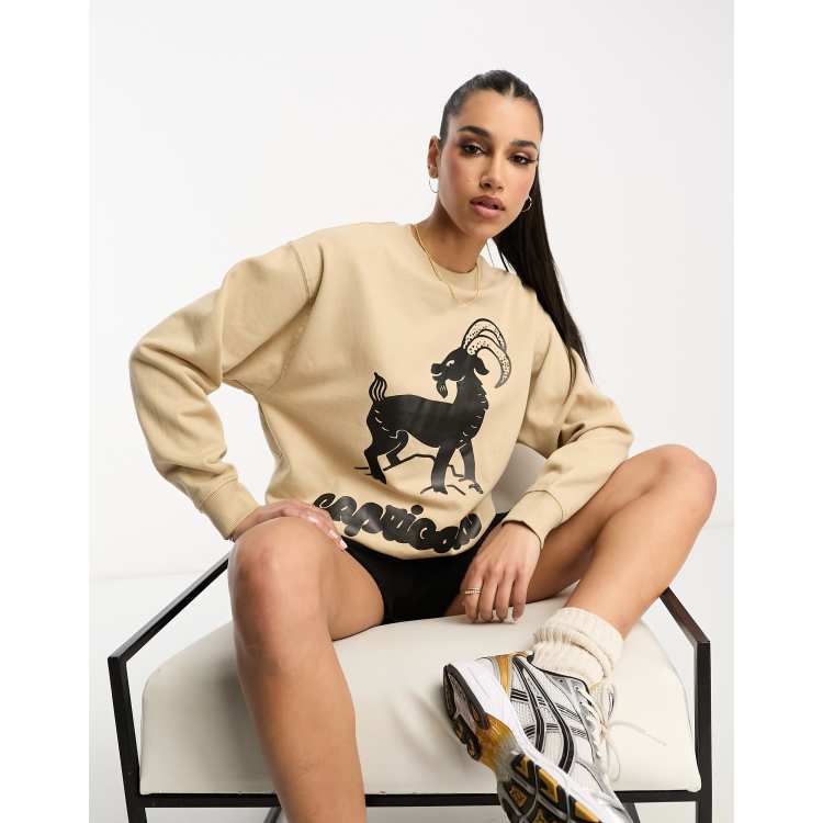 HNR LDN capricorn star sign sweatshirt in natural sportswear tech fleece crew Cra wallonieShops