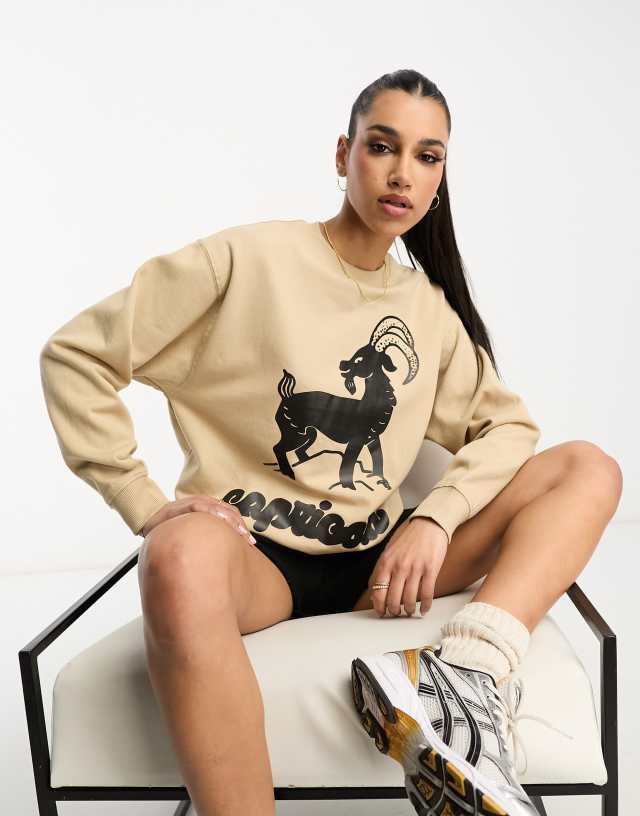 HNR LDN capricorn star sign sweatshirt in natural