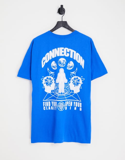 HNR LDN connection back print oversized t-shirt in blue
