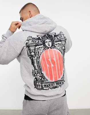 HNR LDN – Kapuzenpullover in Grau mit Rückenprint