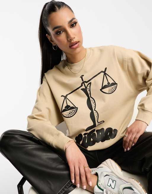 HNR LDN libra star sign sweatshirt in natural | ASOS