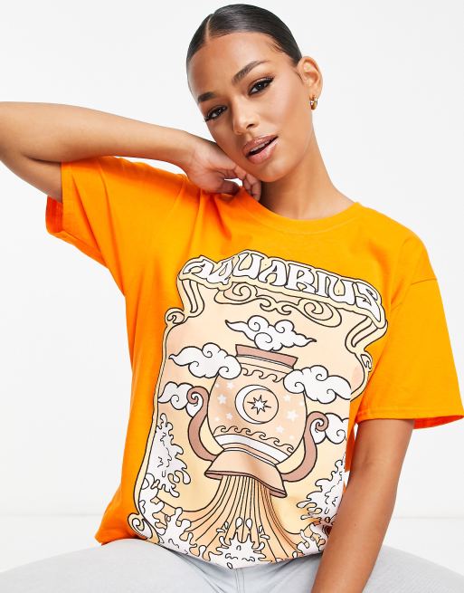 orange and grey graphic tee