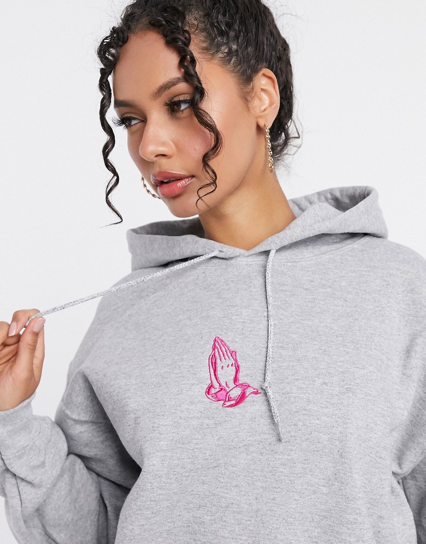 Honour Hnr Ldn Oversized Hoodie With Hands Embroidery-purple