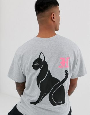 HNR LDN - Oversized T-shirt met kattenprint op de achterkant-Grijs