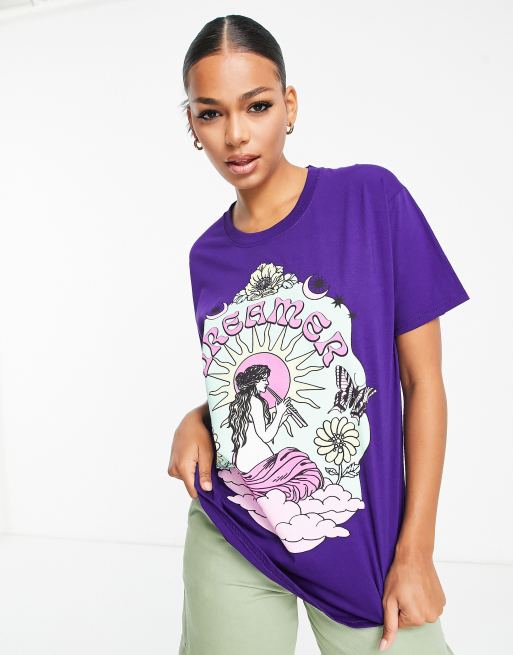 HNR LDN - Oversized T-shirt met zeemeerminprint in paars