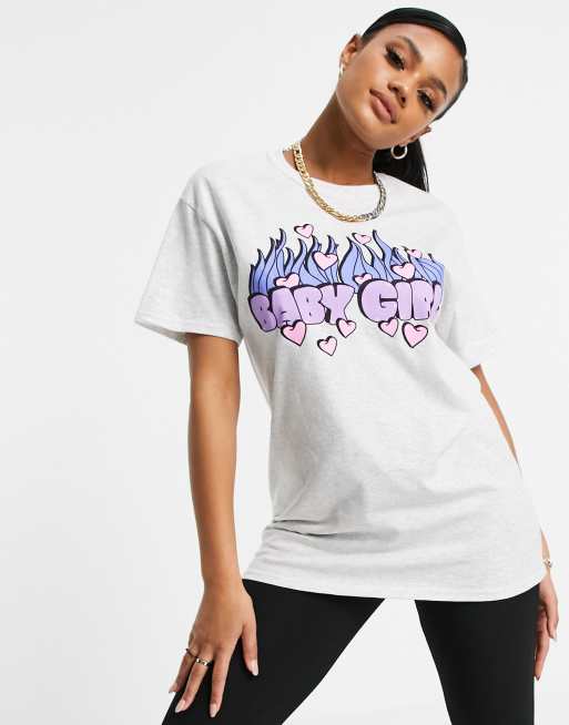 HNR LDN oversized t shirt with Baby Girl graphic print in white