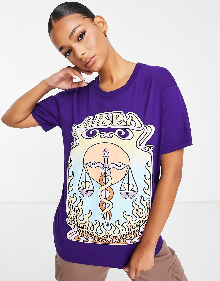 HNR LDN oversized t-shirt with libra print in purple