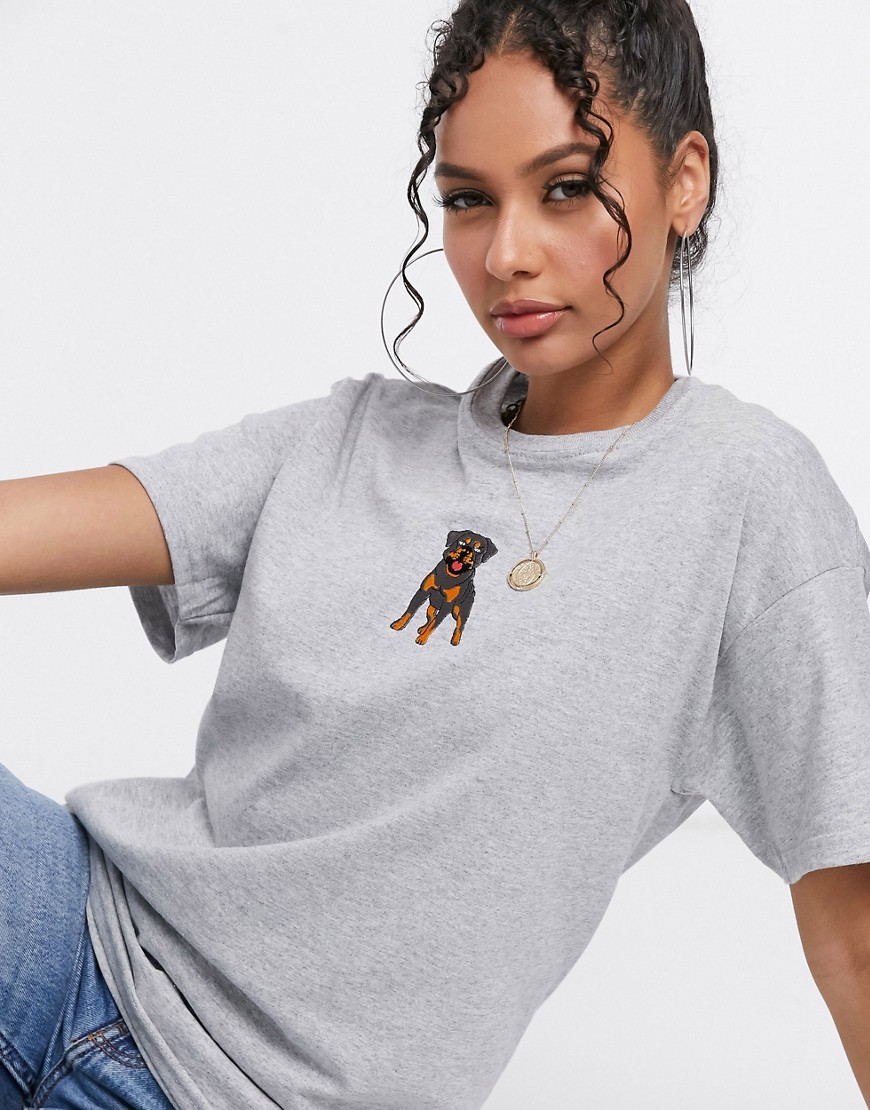 Honour Hnr Ldn Oversized T-shirt With Rottweiler Embroidery-grey
