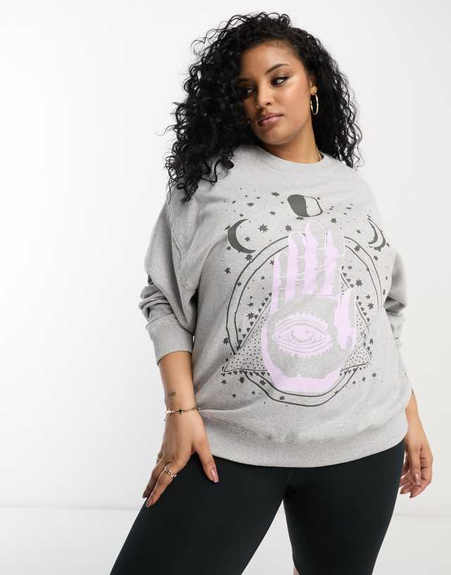 HNR LDN Plus hamsa graphic sweatshirt in ash gray