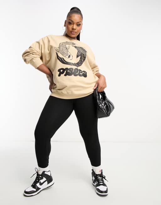 HNR LDN Plus pisces star sign sweatshirt in natural | Alexander Wang WOMEN  T-SHIRTS LONG SLEEV | VolcanmtShops