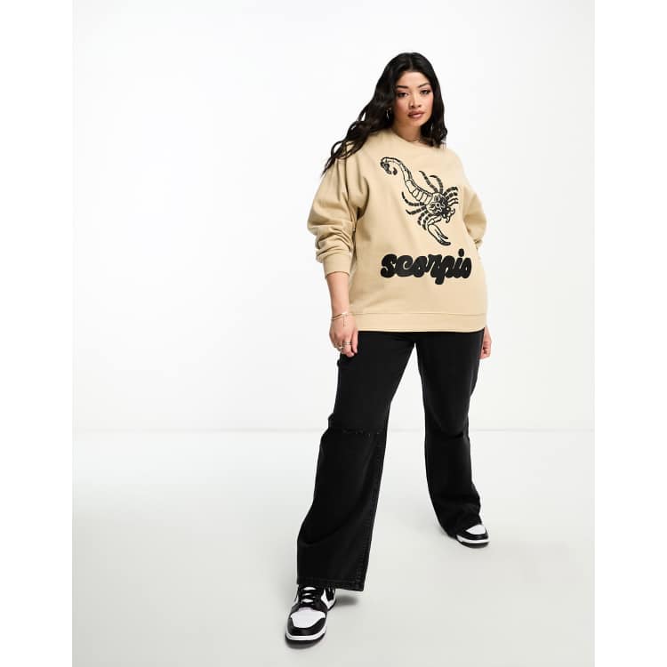 HNR LDN Plus scorpio star sign sweatshirt in natural | ASOS