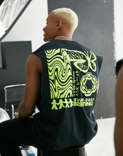 HNR LDN - Sort T-shirt uden ærmer med print bagpå - view 1