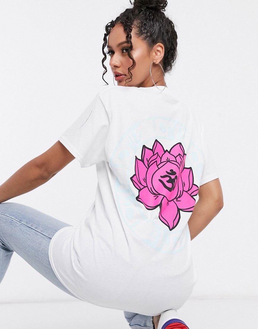 HNR LDN – T-shirt i oversize med lotus-tryck baktill-Vit