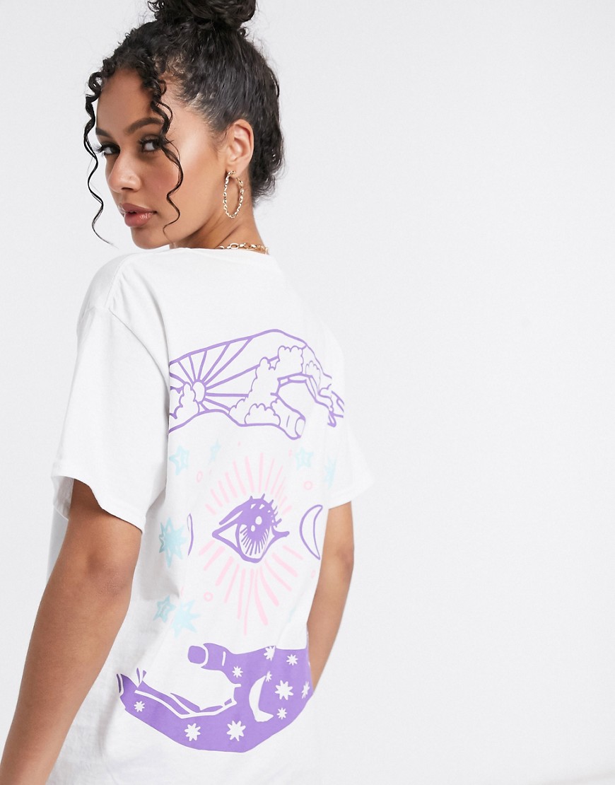 HNR LDN – T-shirt i oversize med mystiskt mönster-Vit