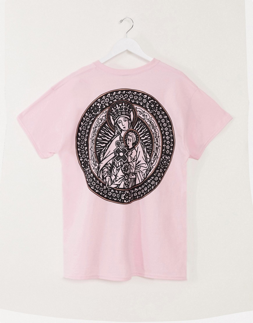 HNR LDN - T-shirt oversize con madre e figlio divini-Rosa