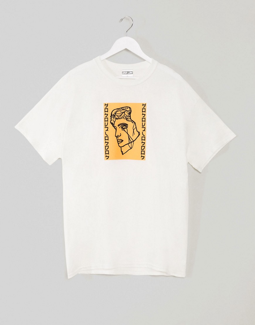 HNR LDN - T-shirt oversize con statua spezzata-Bianco