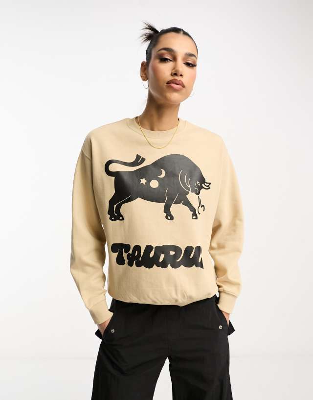 HNR LDN taurus star sign sweatshirt in natural