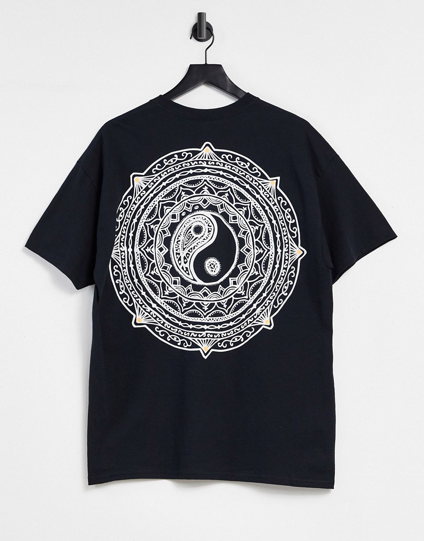 HNR LDN ying and yang backprint oversized T-shirt-Black