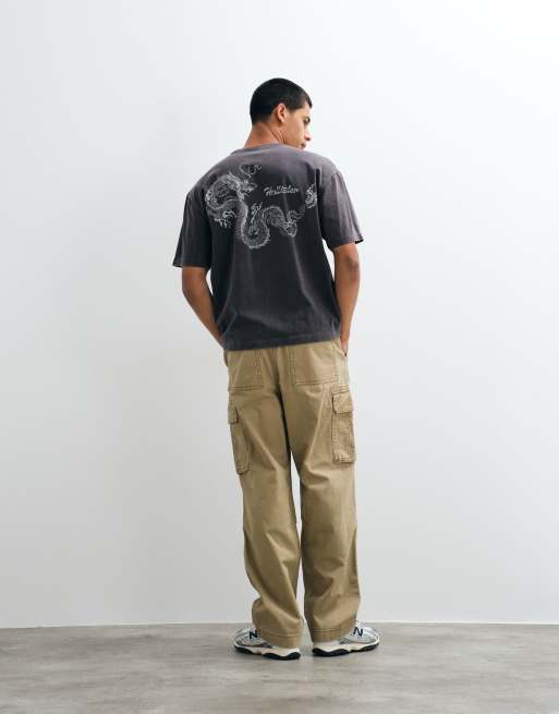Holister baggy cargo pants with pockets in sand, 2 of 5