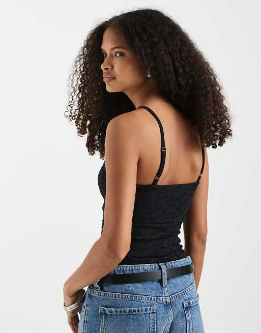 Holister lace halterneck top in black, 4 of 4