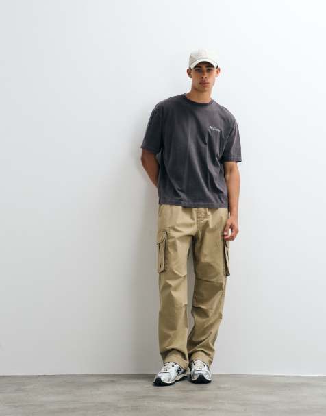 Holister pantaloni cargo baggy con tasche color sabbia - view 1