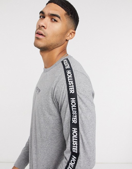 Holister reflective taping logo long sleeve top in grey