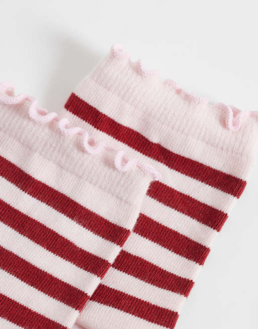 Holister strumpor med volangkant och rosa rand, 2 av 3