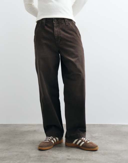 Holister Y2K baggy pants in dark brown, 2 of 5