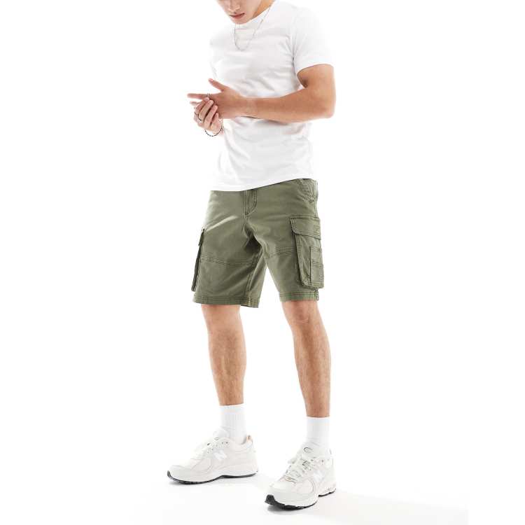 Hollister 10inch cargo shorts in dark green ASOS