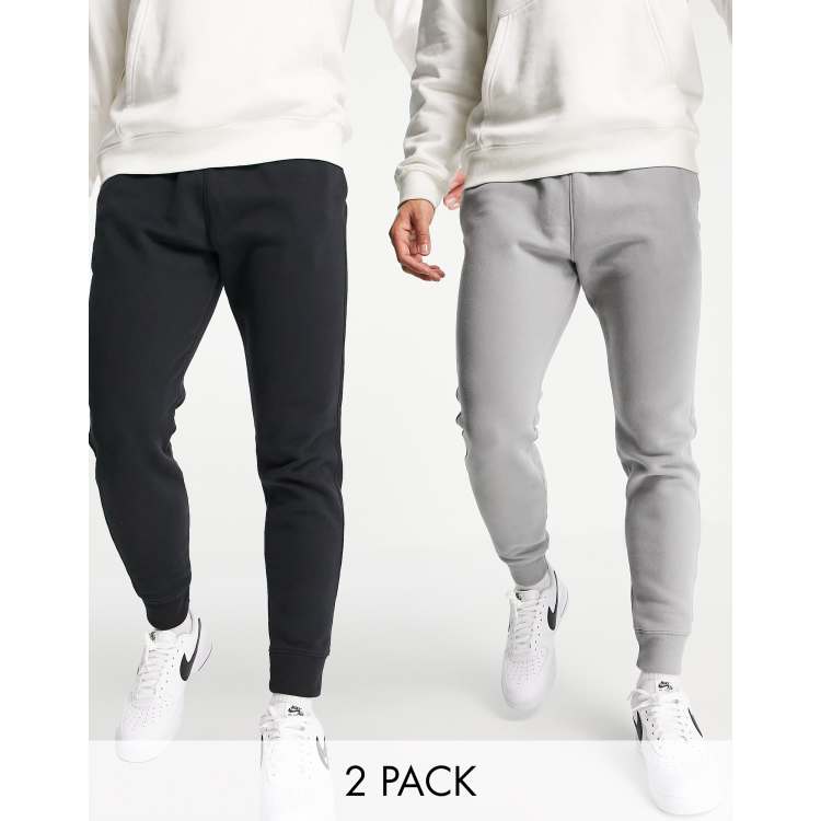 Hollister 2 pack icon logo cuffed sweat joggers in black grey