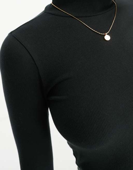 Hollister 2 pack long sleeve rib mock neck top in white and black, 4 of 4