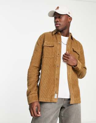 Hollister 2 pocket cord overshirt in tan