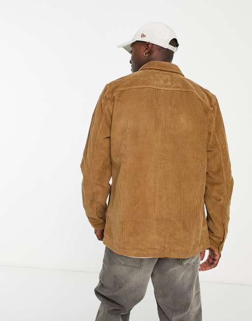 Hollister 2 pocket cord overshirt in tan ASOS