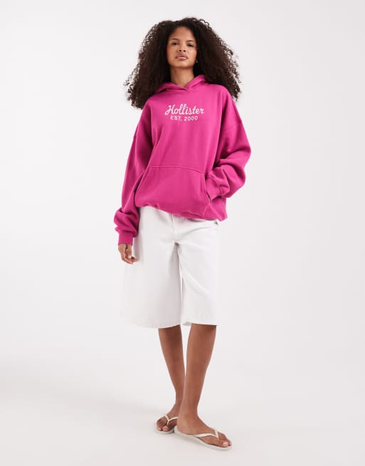Hollister - 2000 Trend - Hoodie met logo in roze, deel van co-ord set