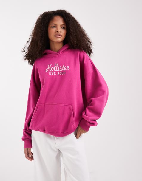 Hollister – 2000 Trend – Kapuzenpullover in Rosa mit Logo, Kombiteil - view 1