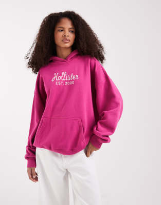 Hollister 2000 Trend Logo Hoodie In Pink