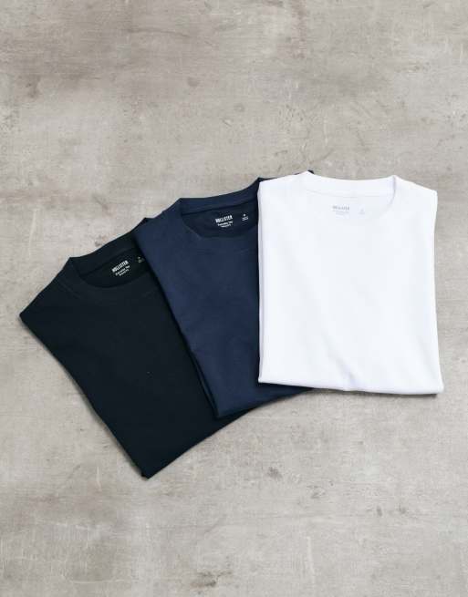 Hollister 3 pack everyday t-shirt in white, navy and black