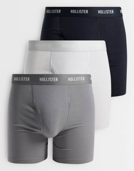 Hollister 3 pack fly front boxers in black and gray