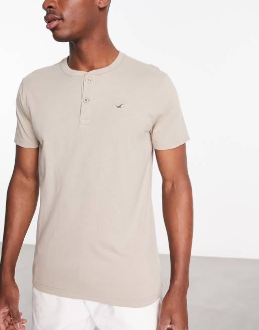 Hollister Henley T-Shirt Slim Fit Icon Logo in White