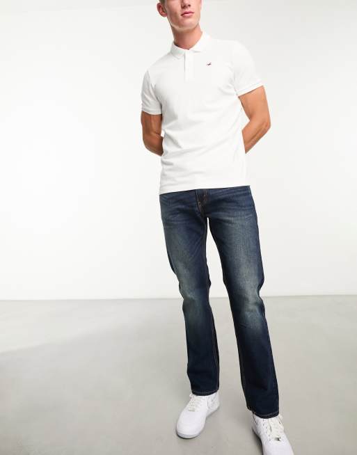 Hollister Polo Stretch Pique Icon Logo Slim Fit in White