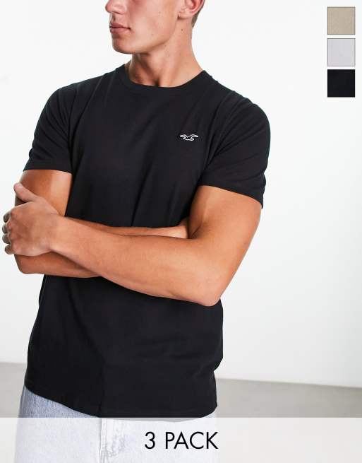 Hollister Muscle Fit T Shirt Tech Logo In Black Marl Texture, $16