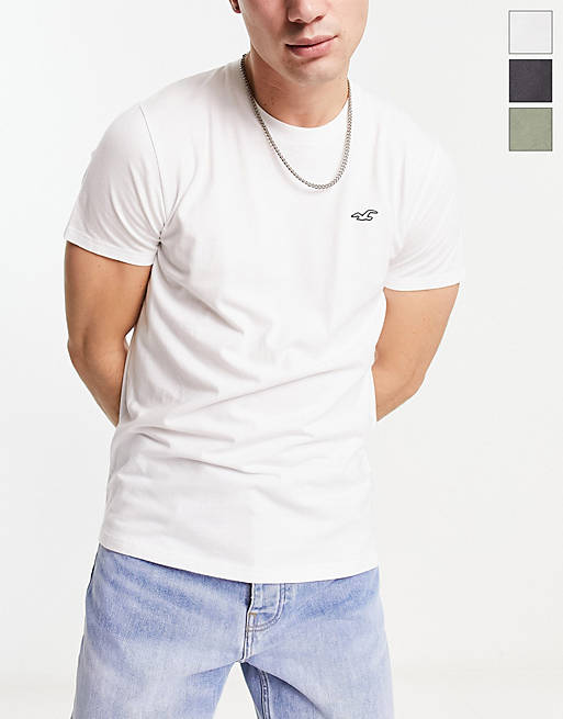 shirt in white/green/grey - Hollister 3 pack icon outline logo t | embossed- logo polo Drawstring shirt Weiß - VolcanmtShops