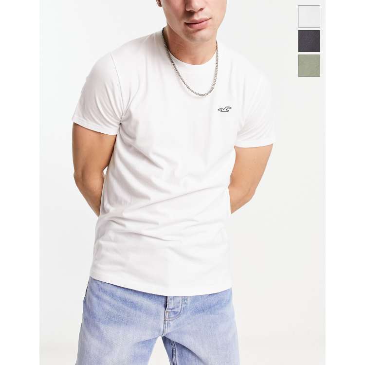 Hollister Co. ICON CREW T-SHIRT 3-PACK - Basic T-shirt - WHITE