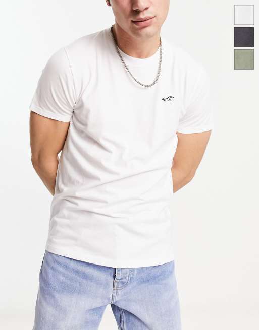 shirt pack embossed- icon t | shirt 3 - Drawstring Weiß in logo logo - Hollister polo VolcanmtShops white/green/grey outline