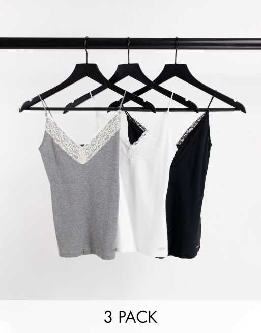Hollister 3 pack lace cami top in multi ASOS